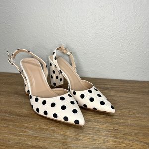 Shein polka dot pointy toe chunky heels